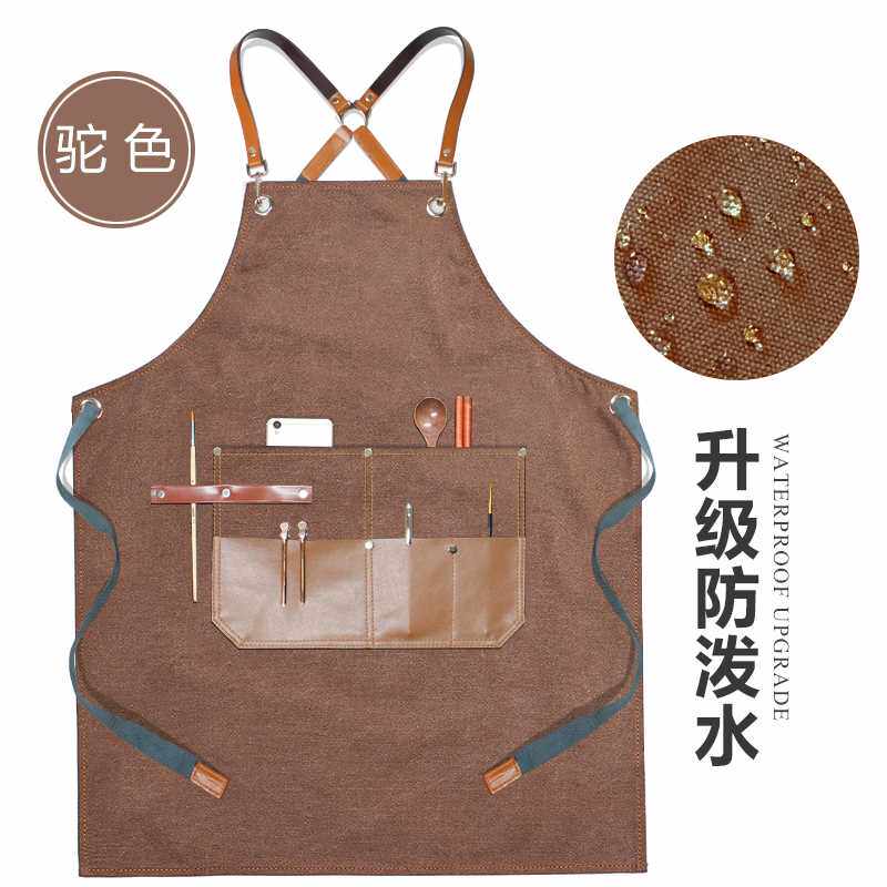 防水围裙定制印logo发型师理发店匠人手工绘画美术男女牛