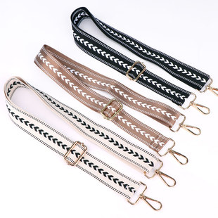 斜挎宽肩带黑白龙纹帆布包替换配件时尚女包百搭条纹背带