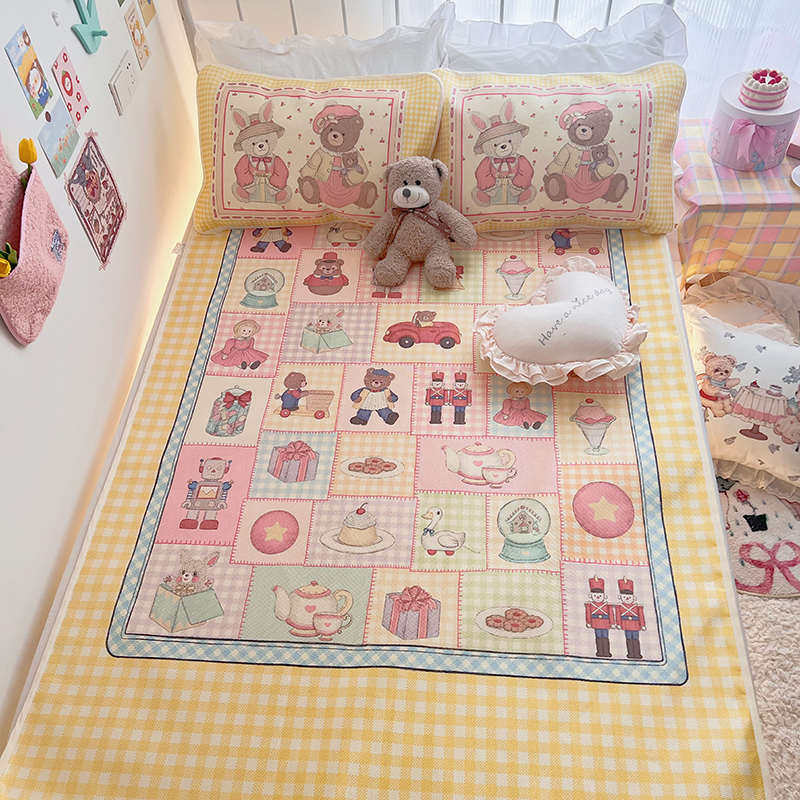 床上用品凉席5m1夏季学生宿舍三件套席子.感丝冰心凉少女可爱