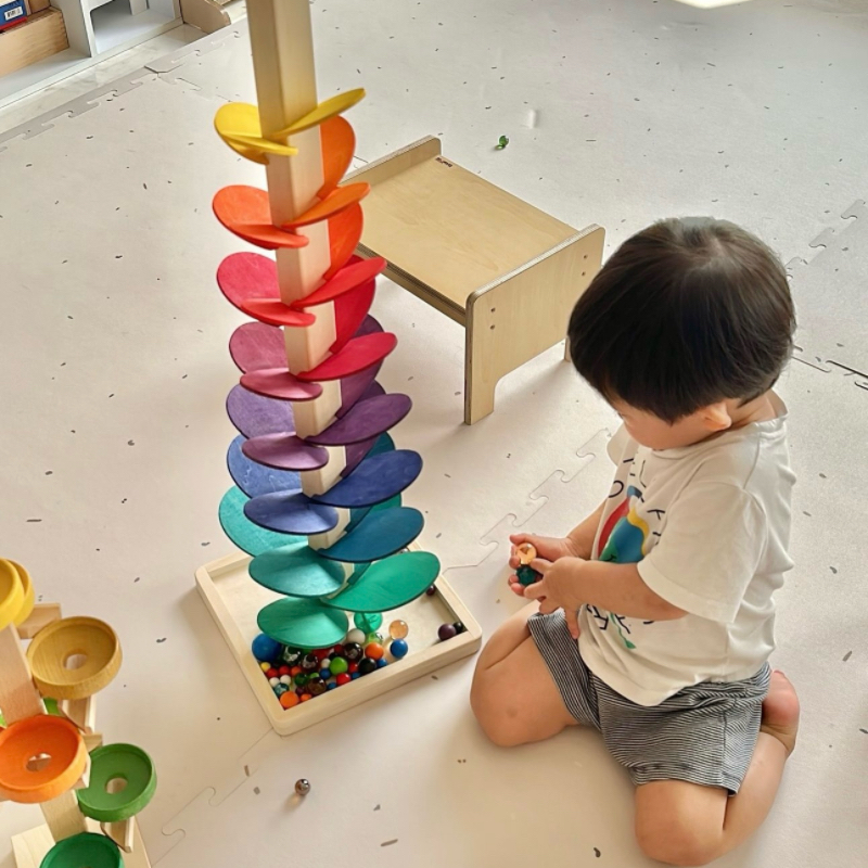 木质彩虹音乐树滚珠早教积木