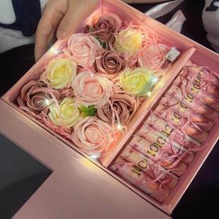 情人节女友人民币花束有钱花现金礼盒装钱的惊喜盒子妈妈生日礼物