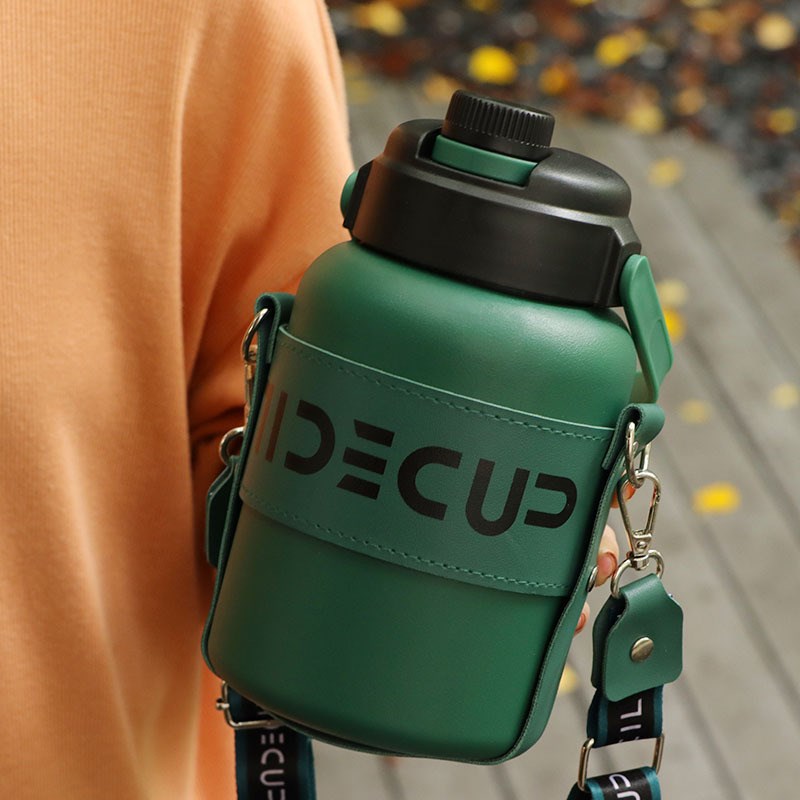 现货316不锈钢大n容量保温壶便携提绳吸管水杯学生户外运动水壶