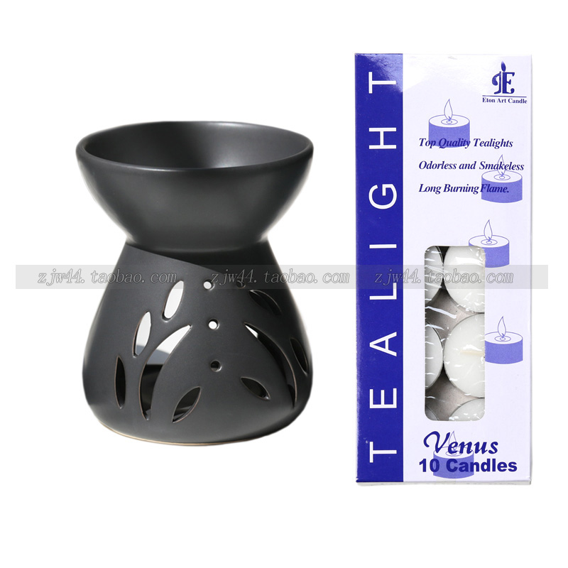 手工陶瓷蜡烛沐足香薰灯炉带托小檀香熏香炉精油美容院.家用黑口