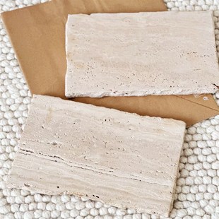 侘寂风格 黄洞石长l方形果盘大理石托盘桌面收纳盘浴室置物盘卫生