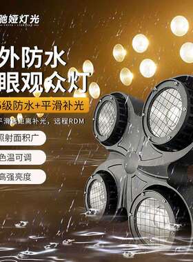 舞台灯光led四眼观众灯防水婚庆演出投光灯车展影视暖白COB面光灯