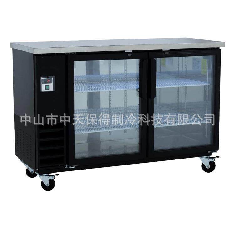 美款黑色吧台啤酒柜商用不锈钢冷藏展示柜饮料冷柜酒吧移门冰箱