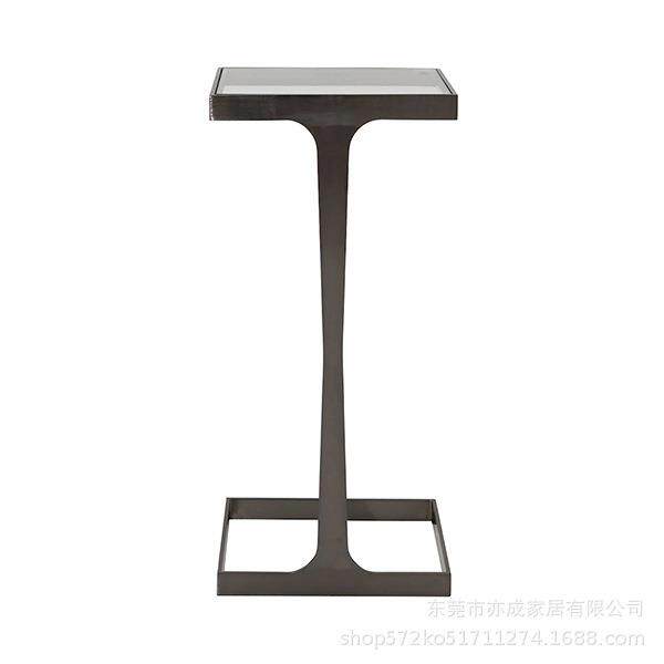 简约工业风咖啡桌网红奶茶店铁艺小圆桌子现代不锈钢小桌阳台茶几