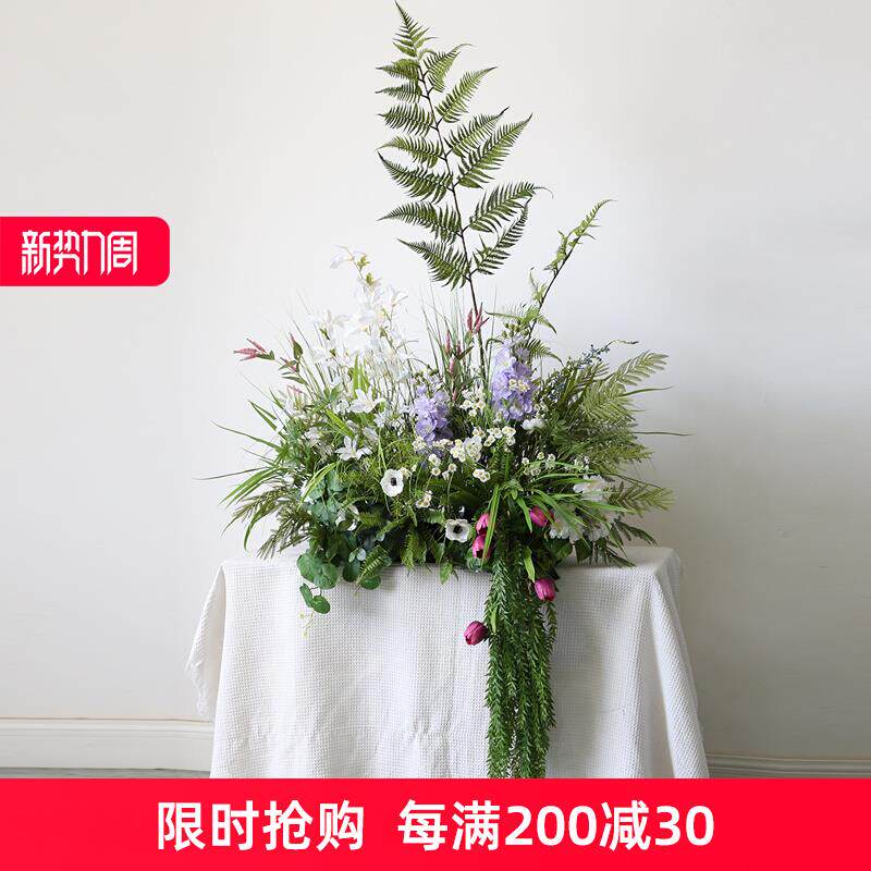 窗台花架植物插花摆件垂吊花箱绿植仿真绢花橱柜顶部桌摆假花丛