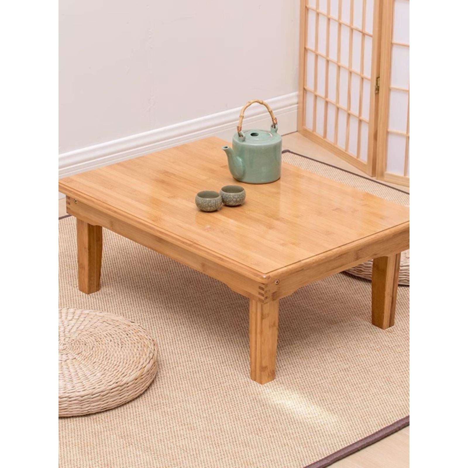 折叠正方形炕桌炕几飘窗实木质家用榻榻米小桌子矮地桌床上吃饭桌