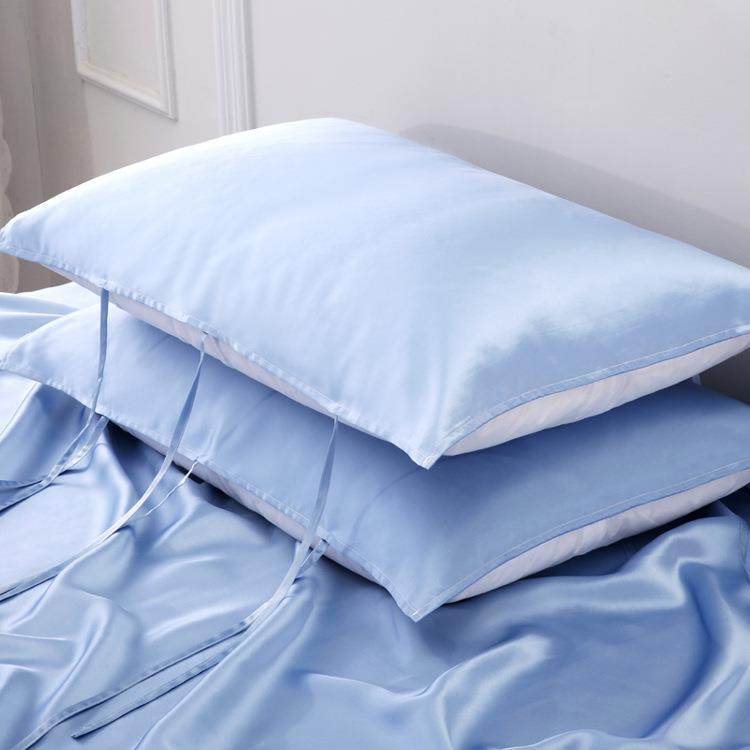 【6条系带加长款】真丝枕巾100桑蚕丝丝绸枕巾枕套 19姆米加厚