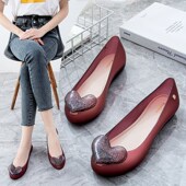 桃心软底沙滩防滑凉鞋 时尚 25夏季 鱼嘴平底浅口防水果冻鞋 雨鞋 女款