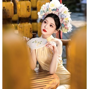 连衣裙挂脖无袖 少女穿搭新中式 高级气质 年轻款 改良旗袍2024年新款