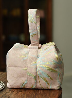 高档手提文玩首饰化妆品收纳布袋大号一壶二杯茶具旅行茶壶包装袋