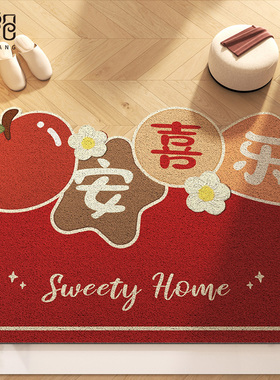 入户门垫进门地垫红色玄关脚垫2024新款进户大门口丝圈地毯可裁剪