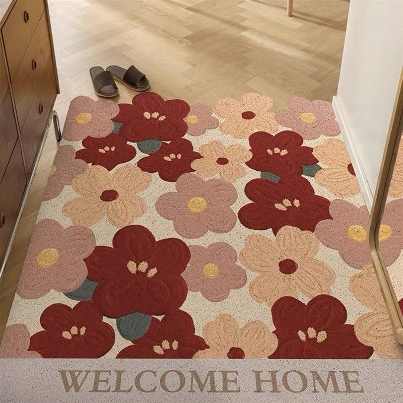 花朵花卉入户丝圈地垫卡通进门玄关脚垫刮泥蹭土门垫超防滑可裁减,居家布艺,入户地垫,淘宝优惠券,粉丝福利购,淘宝优惠卷