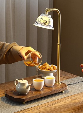 中式简约青花瓷台灯茶桌茶台茶室装饰氛围置物灯复古摆件节日礼物