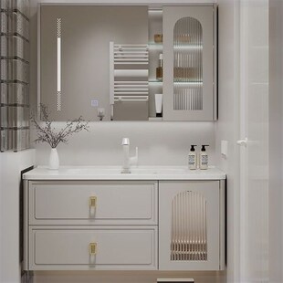 法式橡木烤漆78/88/98/108/118CM浴室柜陶瓷一体盆洗漱台洗脸盆