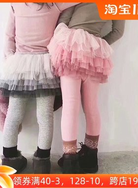 韩版女童纯棉网纱蓬蓬裙连裙裤春秋冬款儿童装宝宝洋气外穿打底裤