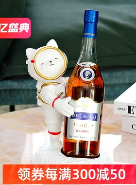 现代轻奢太空人航天员猫咪红酒架摆件酒柜装饰品北欧创意葡萄酒架