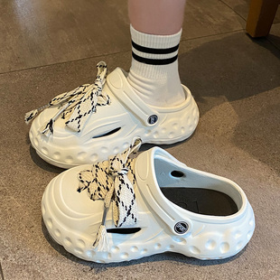 拖鞋 外穿防滑透气沙滩情侣踩屎感居家包头女新凉鞋 女夏爆款 洞洞鞋