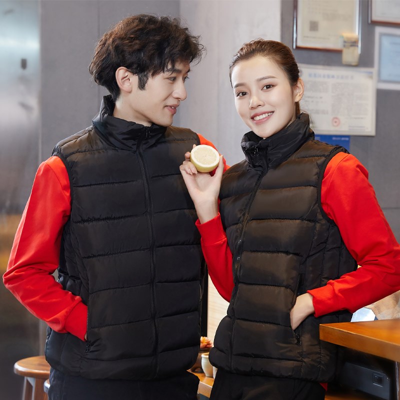 定制工作服秋冬羽绒棉马甲加厚保暖男女订做超市团体活动印字logo