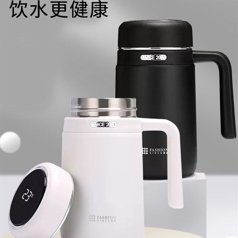 匡迪保温杯316不锈钢男女办公杯茶水分K离泡茶杯带手柄学生杯显温