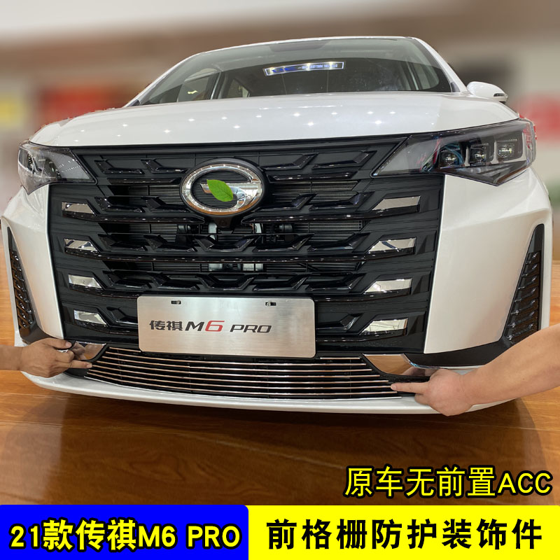 21款传祺M6PRO中网外观改装亮条装饰汽车防虫网前杠防护配件