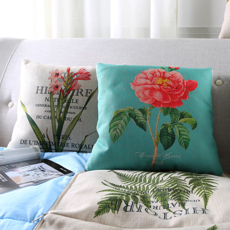 美式花鸟植物抱枕被子车用沙发夏天空调被子Y盖毯午休毯