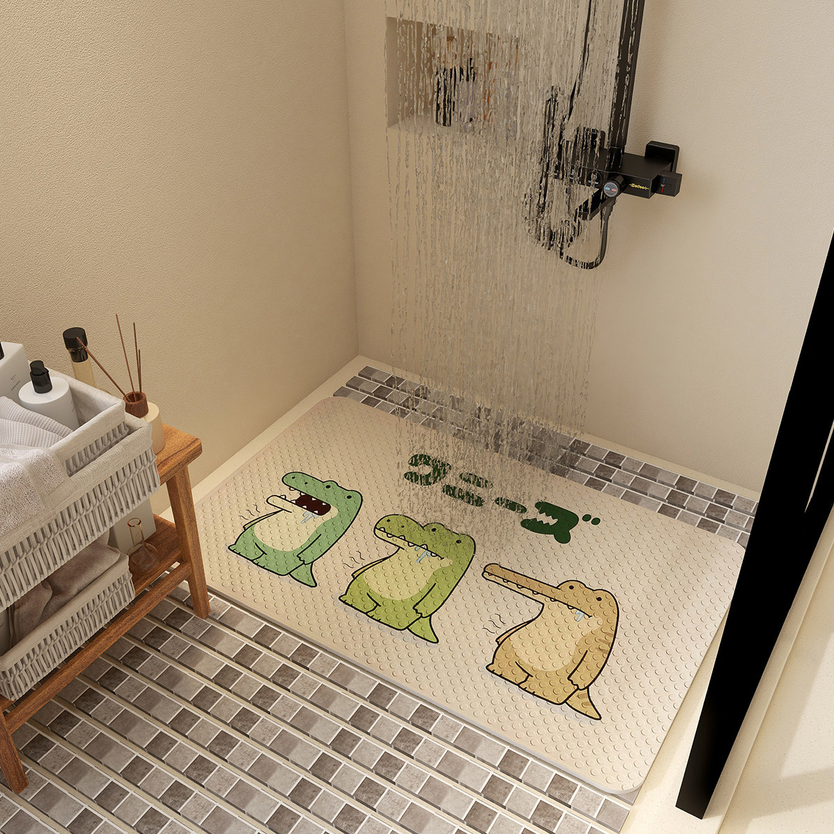 卫生间门口吸盘地垫浴室防滑垫可B爱儿童淋浴防摔脚踩垫子按摩脚