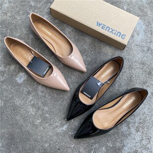 一手货源!工作i鞋平底职业女鞋漆皮OL皮鞋平底单鞋空姐四季鞋浅口