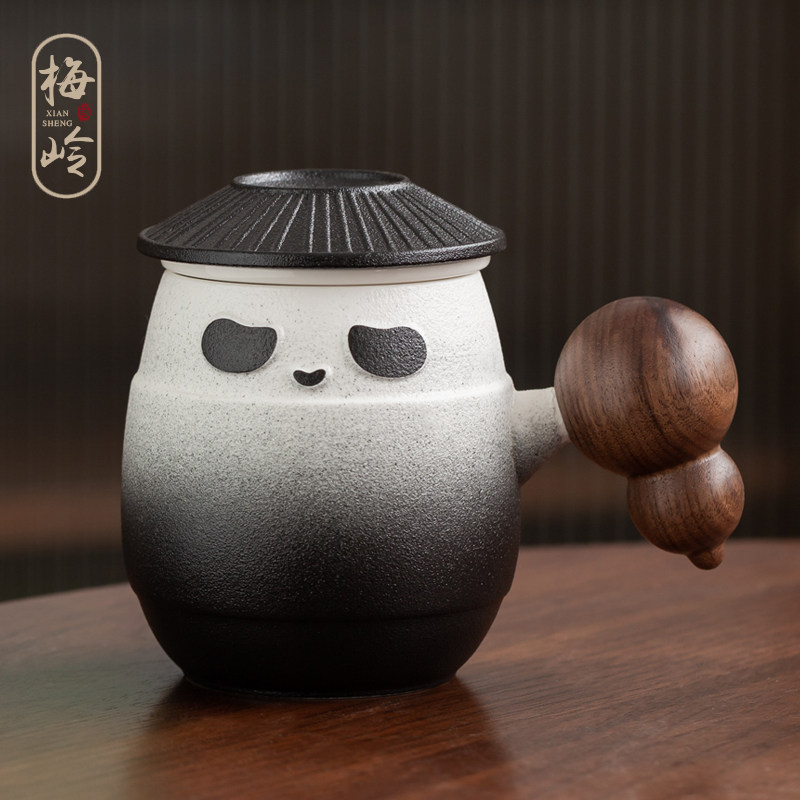 陶瓷杯子办公室带盖泡茶杯茶水分B离个人专用过滤马克杯情侣定制
