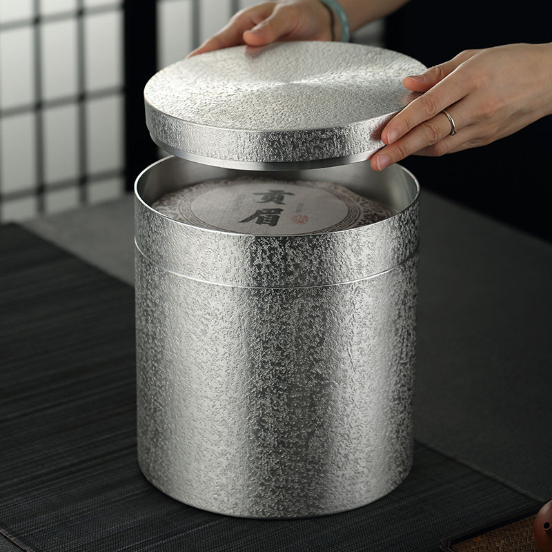 纯锡茶饼收纳盒储存罐普洱七子饼罐子茶叶罐N特大号防潮锡罐密封
