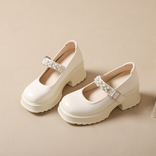 高跟鞋厚底法式玛丽珍粗跟气质单鞋女2024新款春秋小码女V鞋31323