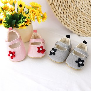 12个月女宝宝步前鞋 春秋季 O公主风小布鞋 1岁 婴儿学步鞋 软底0