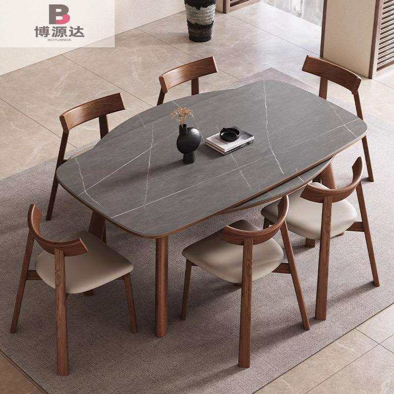 伸缩实木岩板家用餐桌圆方可变餐桌小户型现代简约方圆两用餐桌,住宅家具,餐桌+餐椅,淘宝优惠券,粉丝福利购,淘宝优惠卷