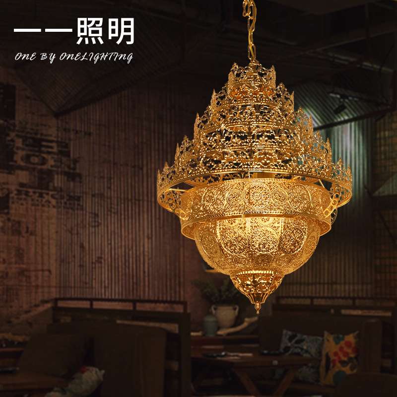 铁艺金色波西米亚复古吊灯客厅餐厅酒店客房咖啡厅地中海展厅灯