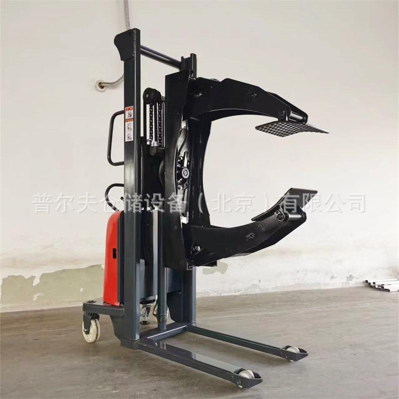 半电动抱夹车卷膜翻转车油桶液压夹抱机旋转搬运装卸升高纸卷叉车