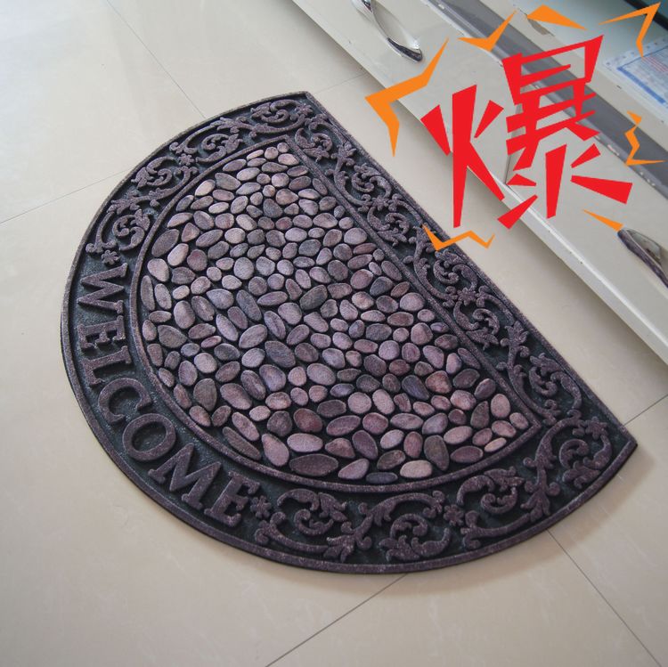 欧式加厚家用绒面进门脚垫入户门垫地垫门厅玄关客厅半圆除尘地毯