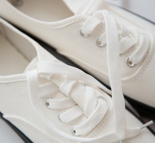 White Vulcanized shoes久留米冈山硫化鞋低帮帆布鞋黑底小百鞋