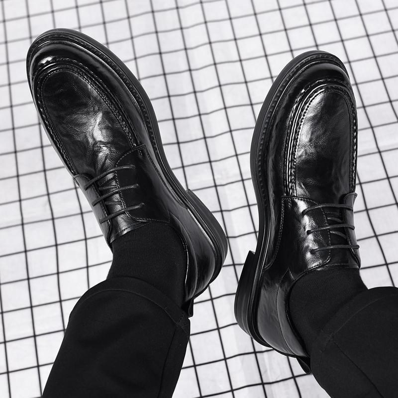 新款商务休闲皮鞋男士8cm内增高结婚新郎鞋英伦正装德比鞋子男鞋