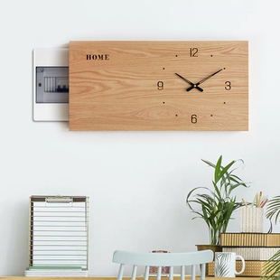 长方形 遮电箱的挂钟电表箱装饰画横版G加长时钟长款挂画超长款di