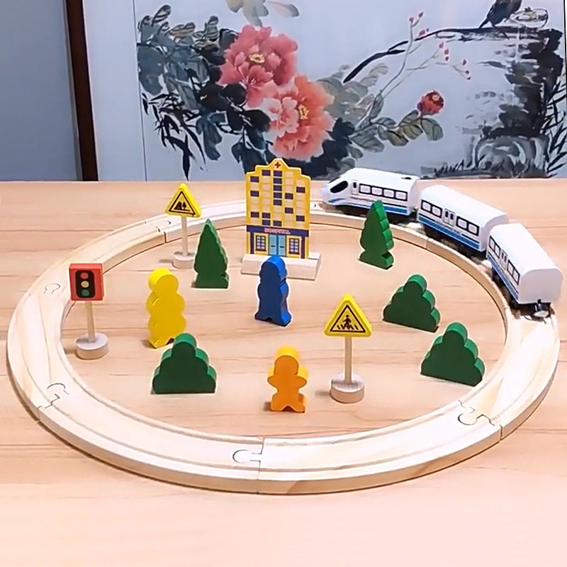 宝宝儿童木质电动轨道火车高铁拼装玩具大套装淘宝97.36元