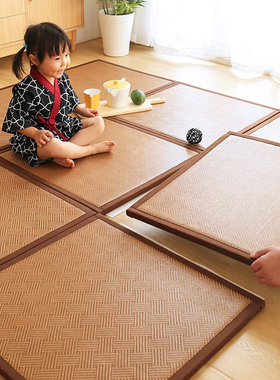 夏天打地铺地垫地板榻榻米地上睡觉专用凉席藤席拼接防Z摔加厚爬