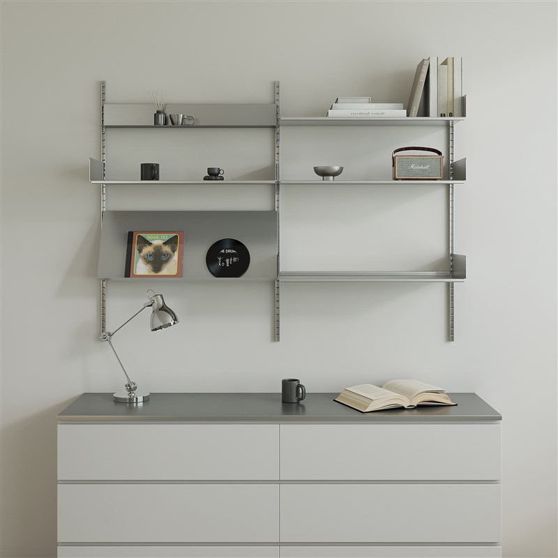 书格有物包豪斯金属洞洞板置物架不锈钢挂墙上多层隔板收纳陈列架