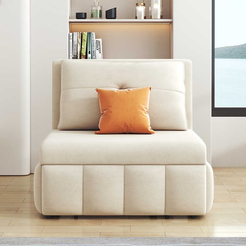 阳台简约现代两用功能储物可折叠客厅单人小户型奶油风布艺沙发床
