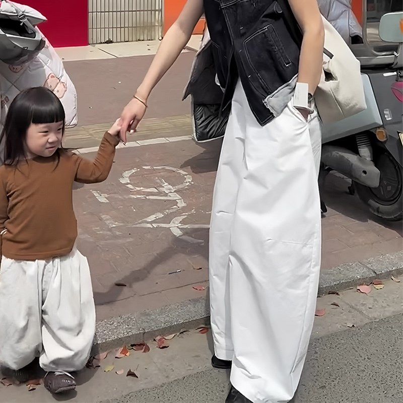 高级感白色宽松复古亚麻大码阔腿裤女2025夏季新款简约慵懒弯刀裤