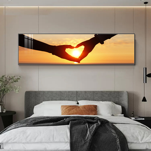 卧室装饰画现代简约床头挂画铝合金边框主卧背景墙壁画轻奢高级画