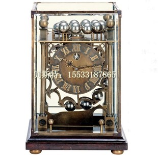 钟 古典机械纯铜座钟 压力钟 游丝摆轮 玻璃罩钟 欧式复古 壁炉钟