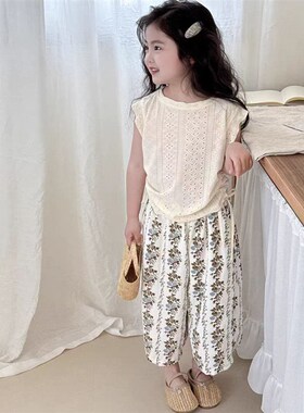 【亲子款】女童背心套装2025新款女宝韩版碎花防蚊裤两件套ATZ391