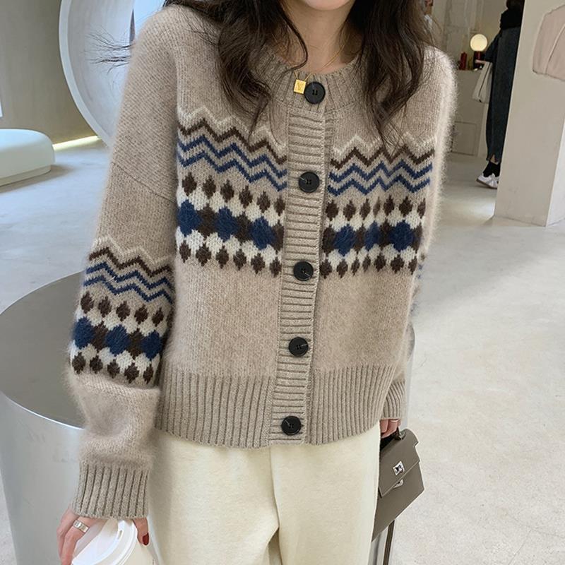 韩版秋季2025年新款针织开衫外套女上衣宽松百搭洋气外穿毛衣现货